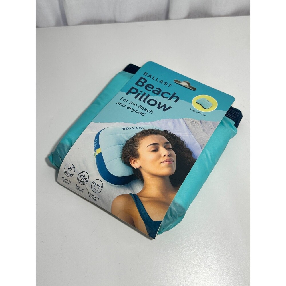 BALLAST Inflatable Beach Pillow Camping Pool Soft NEW IN PACKAGE Tropical Blue